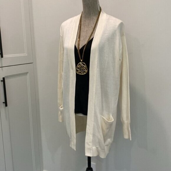 H&M Cream Long Open Cardigan Oversized - Picture 2 of 15